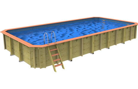 Side on image of a Plastica Wooden Rectangular Pool