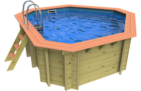 Side on image of a Plastica Wooden Corner Pool