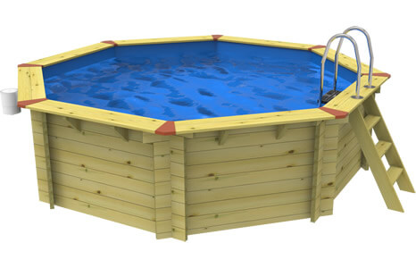 Side on image of a Plastica Octagonal Eco Wooden Pool